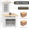Adjustable Kitchen Island with Storage Cabinet and Solid Wood Top